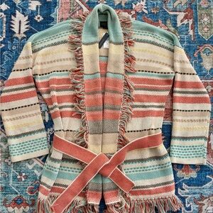 NWT Pendleton Striped Fringe Cardigan